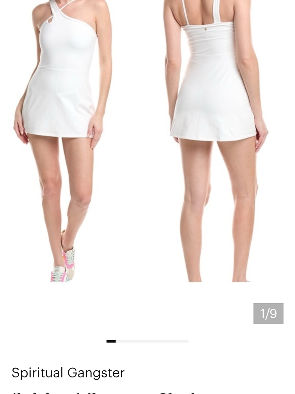 Spiritual Gangster NWT White One-Shoulder Tennis Dress Small Built In Shorts